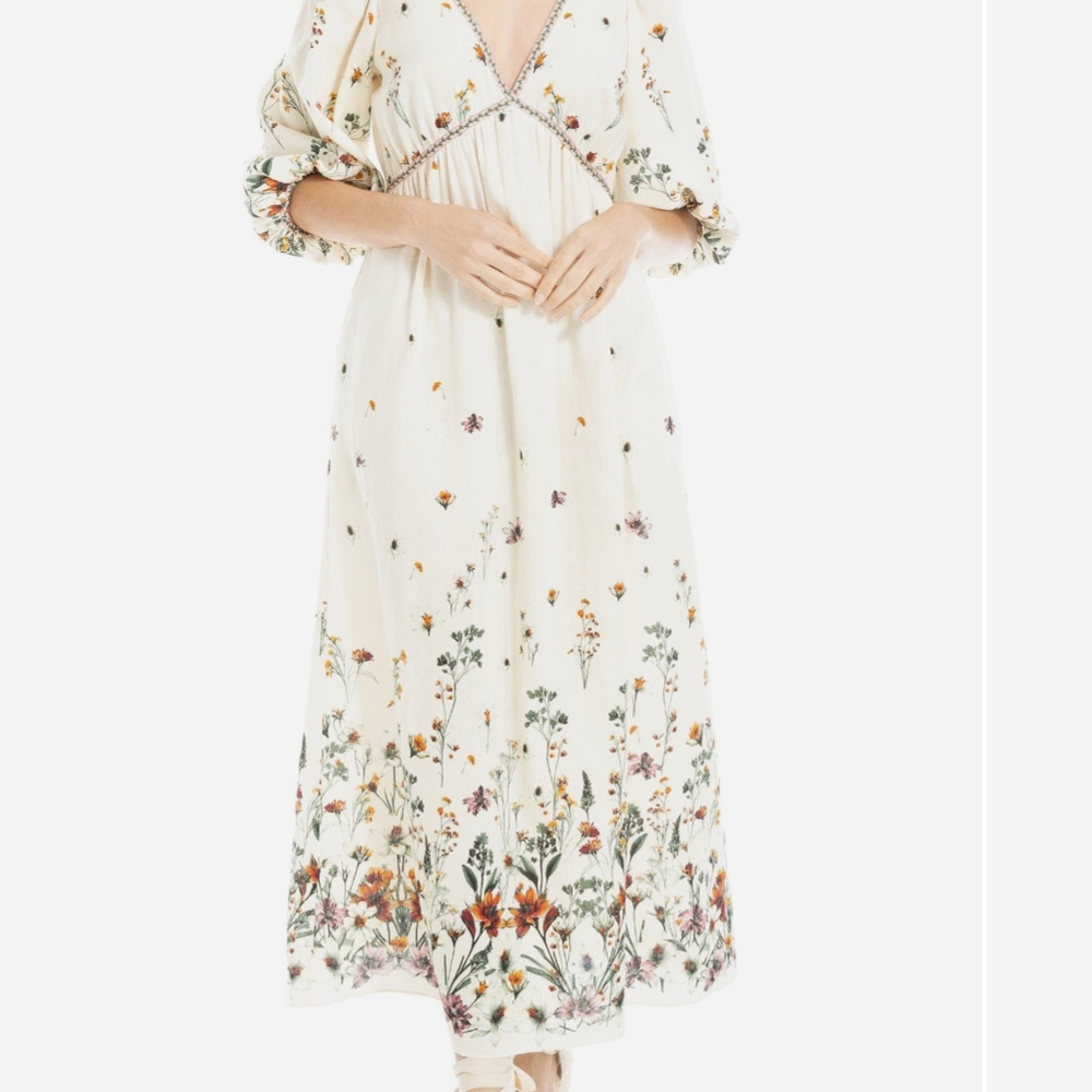 Max Studio Cream Floral Maxi Dress